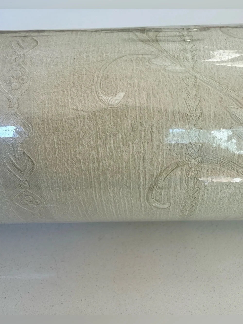 Emiliana Parati VTG Italian Vinyl Wallpaper Floral Pre-Pasted Beige Pink 11 Yd